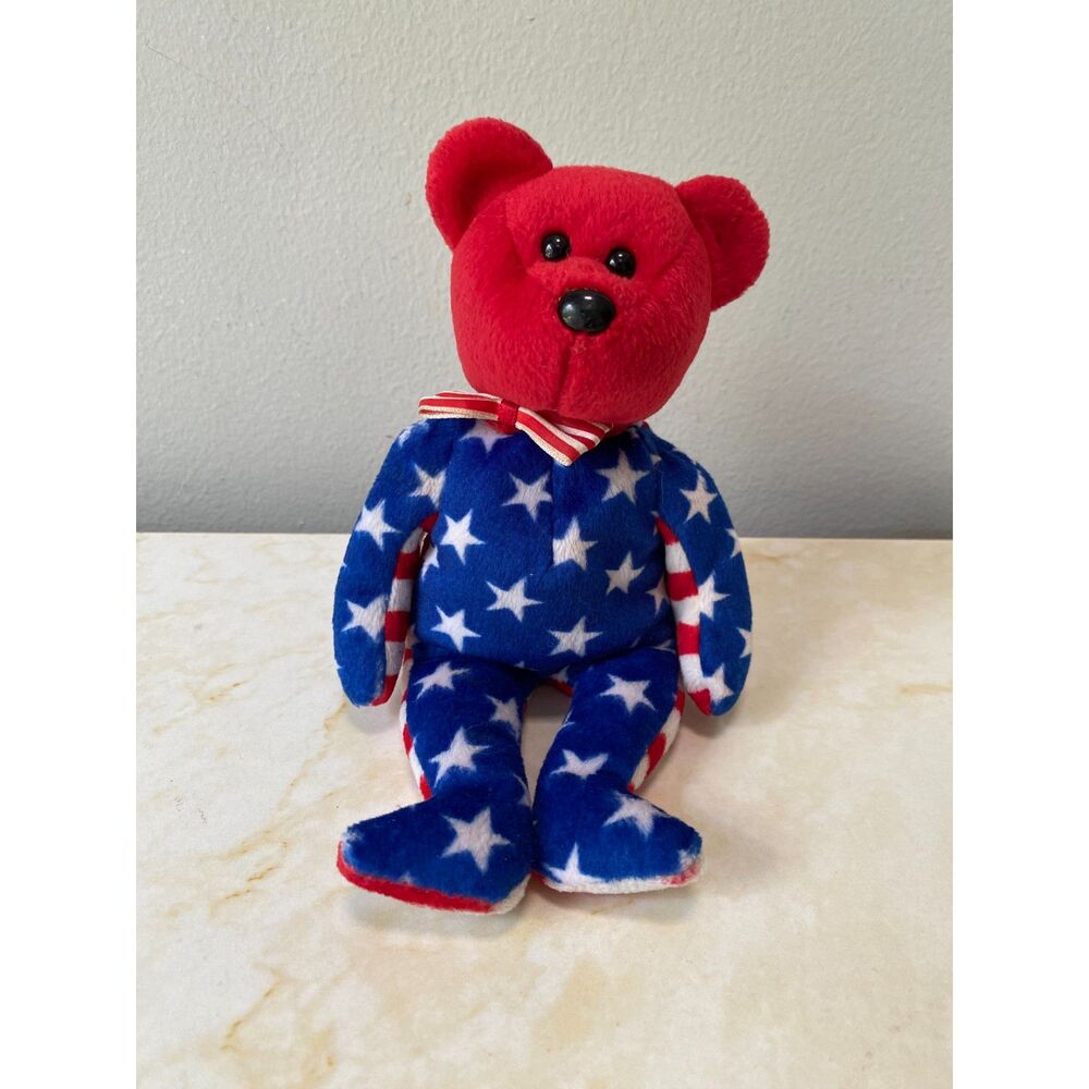Ty Beanie Baby 2002 - Liberty the Bear (Red Head Version)